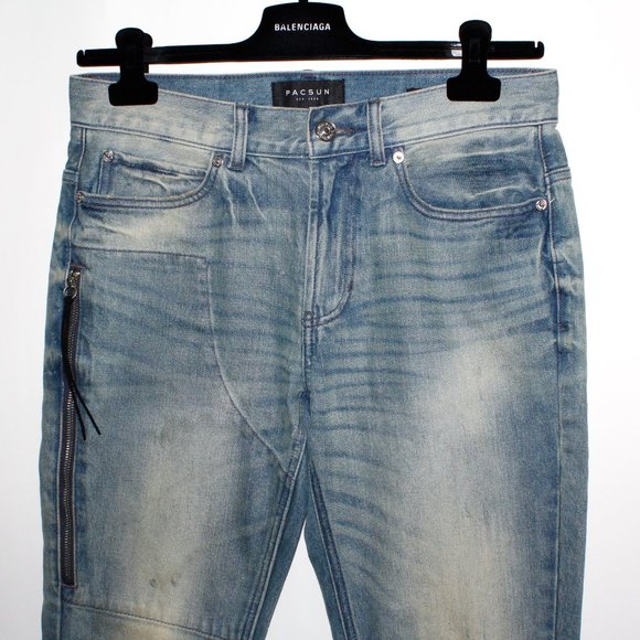 PacSun "Stacked Skinny" Distressed Frayed-Hem Jeans - Picture 3 of 16